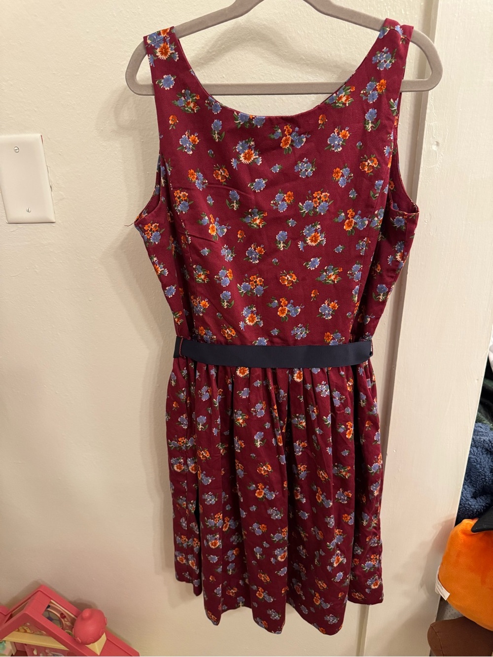 Girls Polo by Ralph Lauren Burgundy Floral Fit-and-Flare Dress